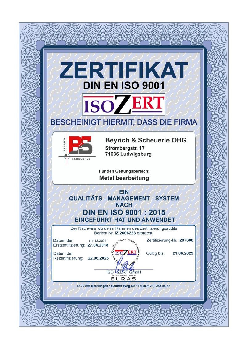 DIN EN ISO 9001 Zertifikat
